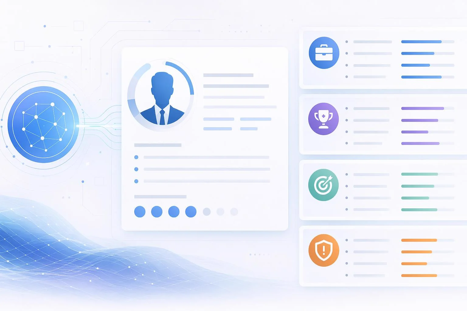 AI system analyzing competencies and experience of a highly skilled candidate